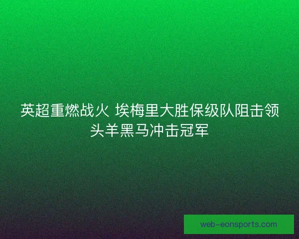 英超重燃战火 埃梅里大胜保级队阻击领头羊黑马冲击冠军
